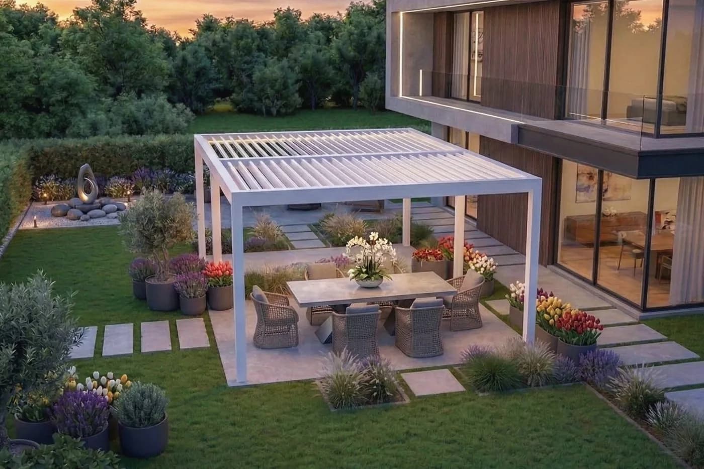 Wie integrierte Entwässerung bei einer bioklimatischen Pergola funktioniert