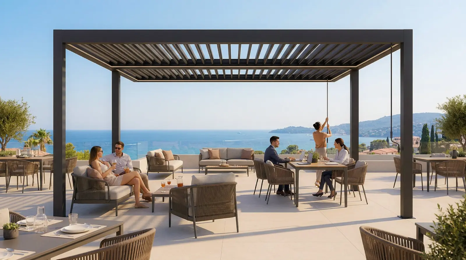 Bioklimatische Pergola nach Klima wählen: Wind, Schnee, Regen und Küste